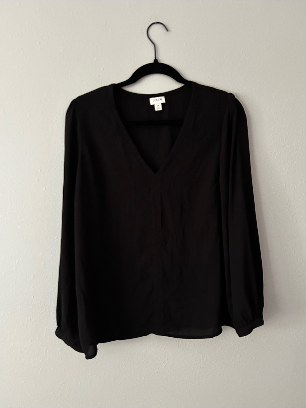 J Crew Black V-Neck Long Sleeve Blouse